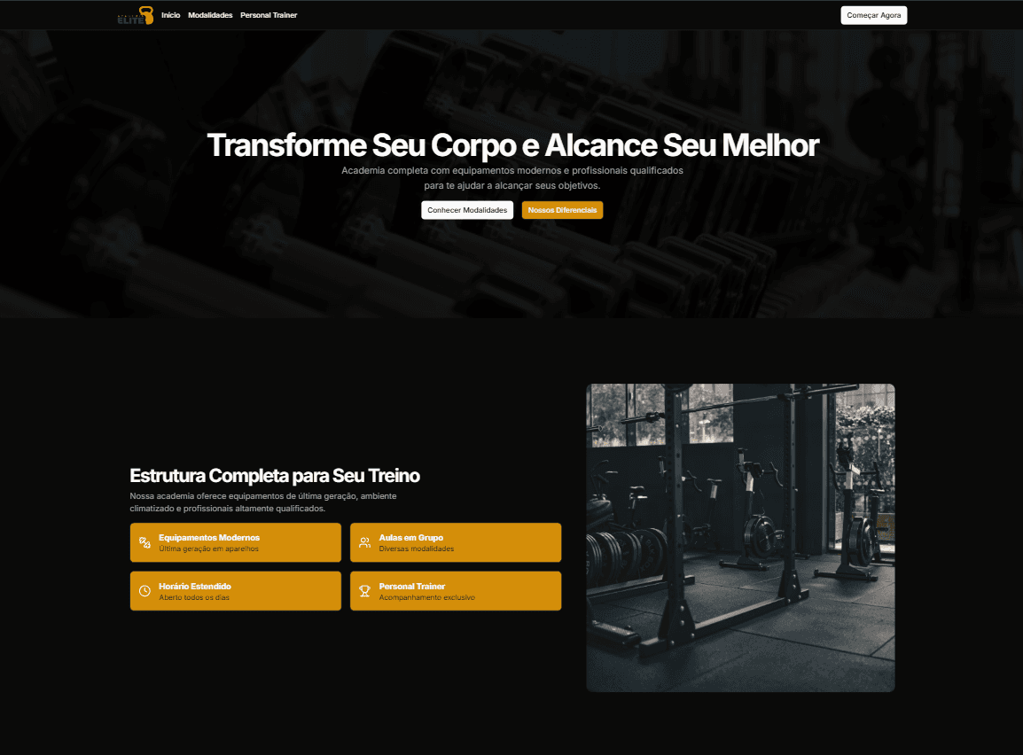 Landing page para academia.