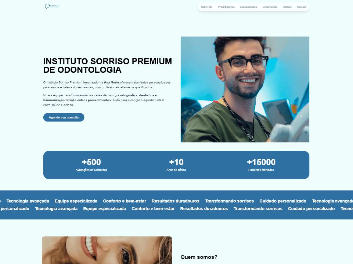 Landing page para clínica de estética.